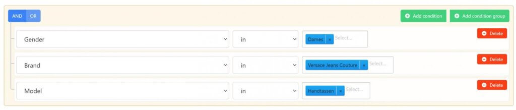 Product selection box in the Flow screen