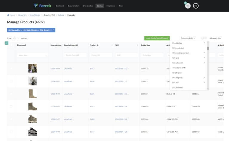New in Fozzels: Catalog. All your products data quickly at hand.
