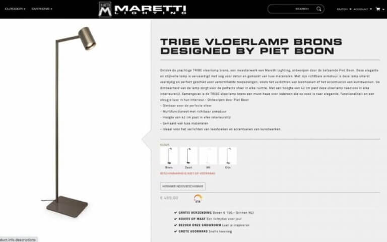 Screenshot von Maretti Lighting
